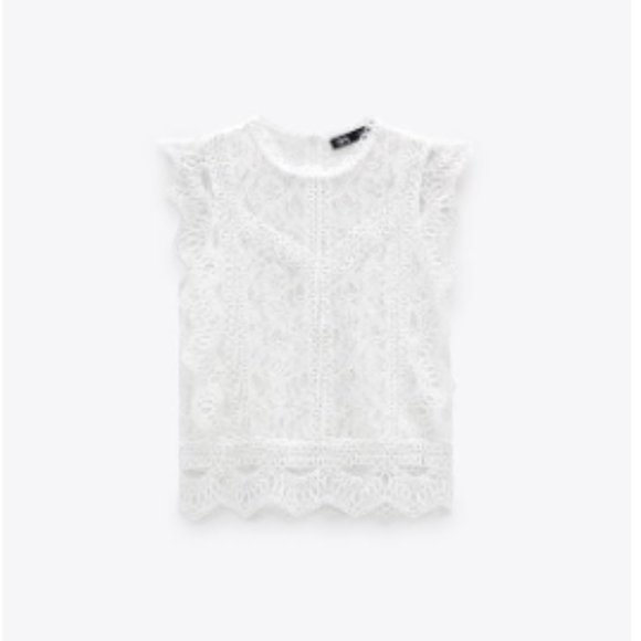 Zara Tops - Zara women's lace top. Oyster White. EUC. like new! Size XL.